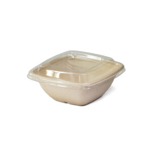 ECO Bagasse Deep Square Containers + PET Lid