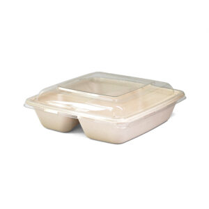 ECO Bagasse Square 2 Compartment + PET Lid