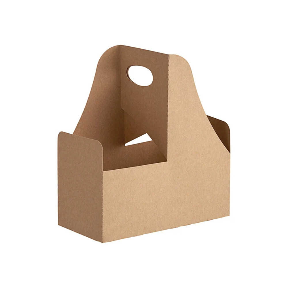 Brown Drink Tray with Handle 2 Cup