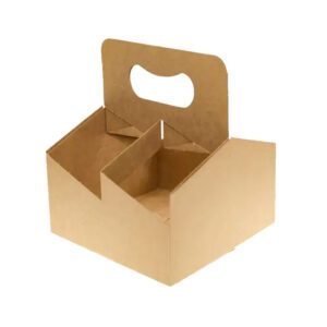 Brown Drink Tray with Handle 4 Cup