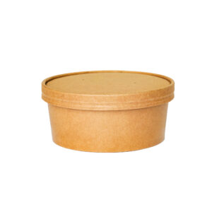 Brown Kraft Round Bowl + Lids