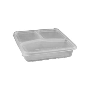 Clear Microwavable Containers – 3 Comp + M/W Lid