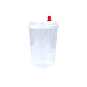 Clear PET U Shape Cup + Clear HD Lid with Red Heart