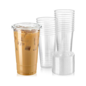 Clear PET Juice Cups + Flat Lids