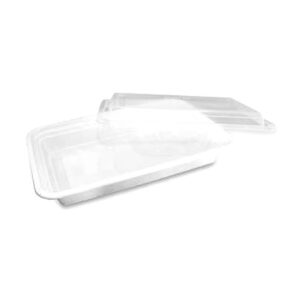 H.D White Microwavable Rect. Cont. + Lids
