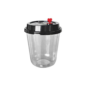 Clear PET U Shape Cup + Black HD Lid with Red Heart